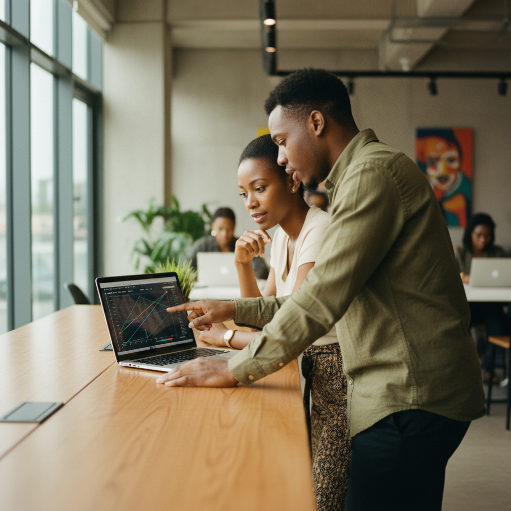African data engineer working on a data pipeline remotely, Kernel remains the sole employer.