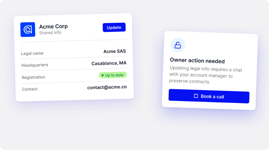 Settings: shared company information