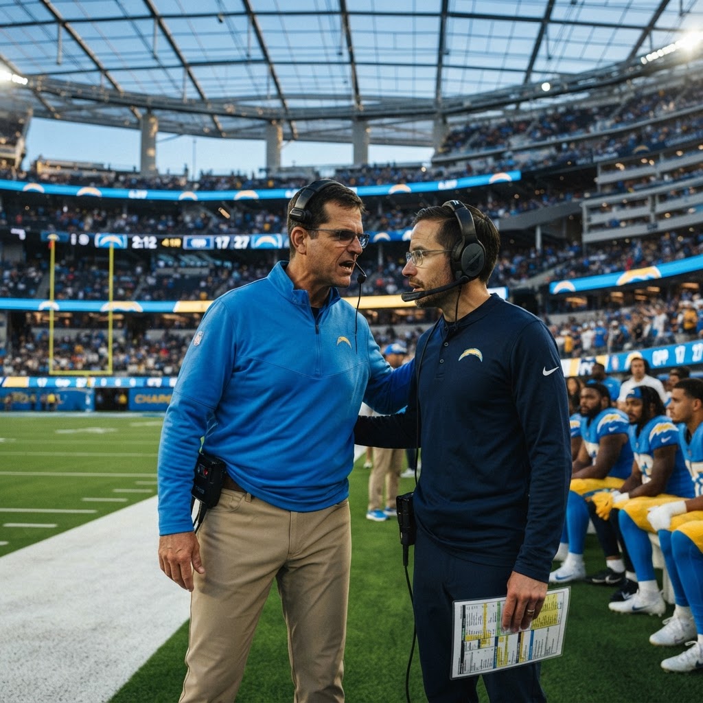 Harbaugh stands by offense with Chargers winless: Got to 'make it work'