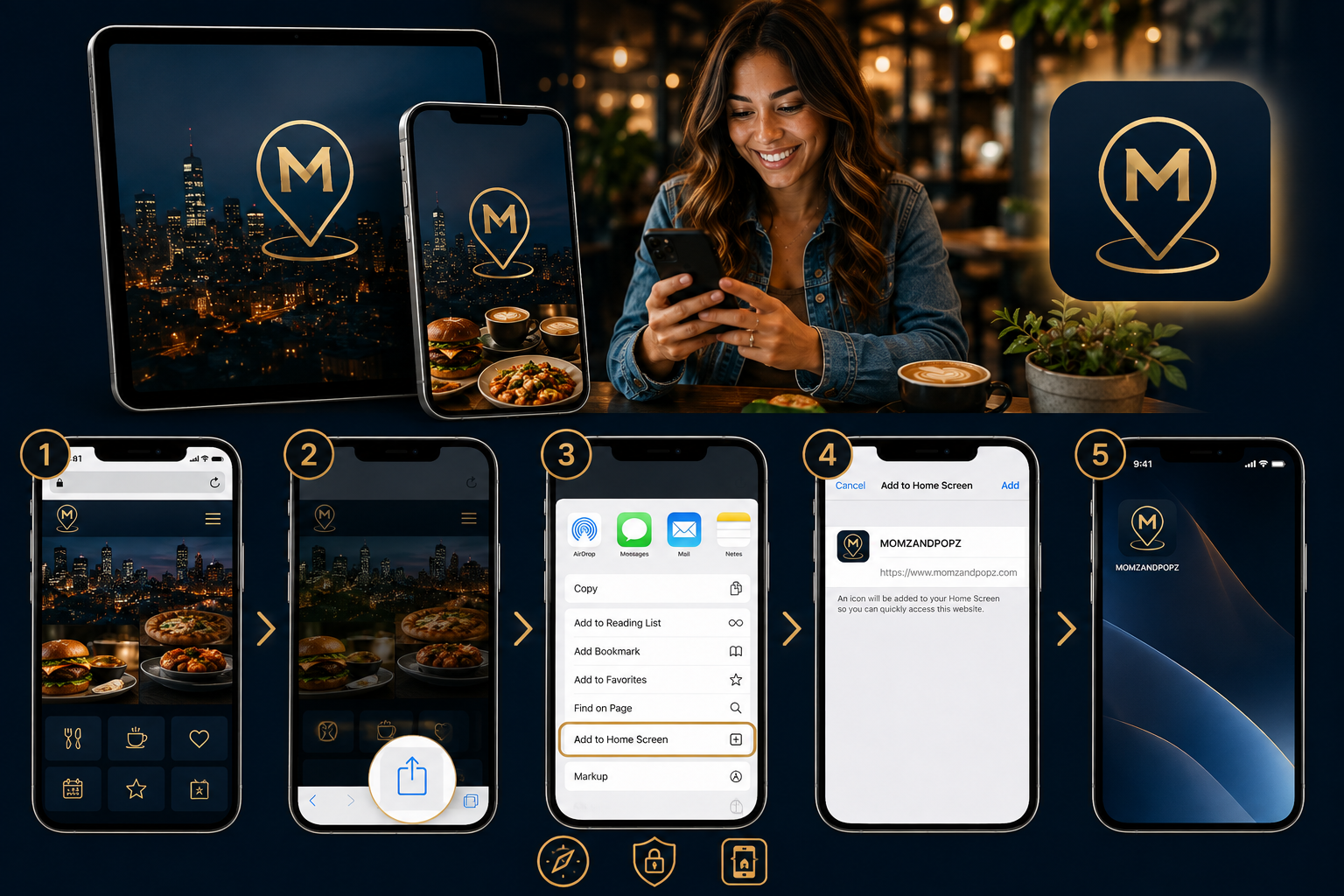 iPhone & iPad Instructions — 5 steps to add MOMZANDPOPZ to your Home Screen