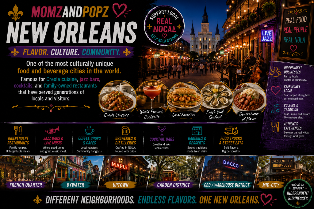 Momz & Popz New Orleans β Different Neighborhoods, Endless Flavors, One New Orleans