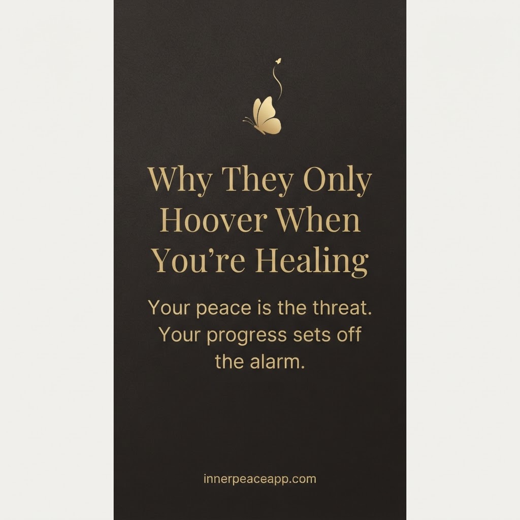 Dark luxury Pinterest pin with a gold rising butterfly illustration, about hoovers happening when you start healing.