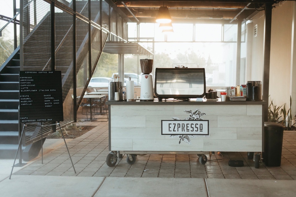 Ezpresso mobile coffee cart catering at an outdoor event in Phoenix Arizona