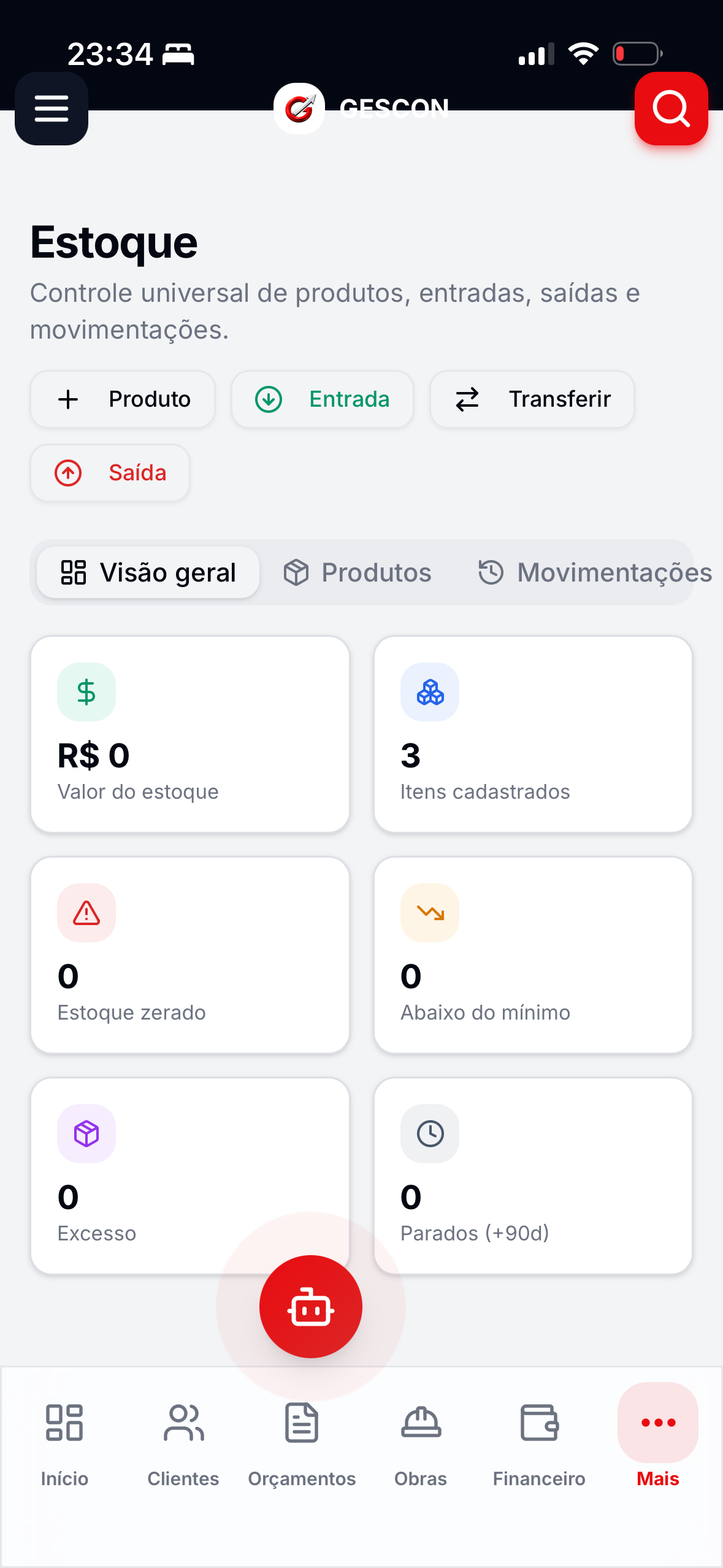 Materiais e Estoque