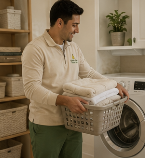 Caregiver doing laundry