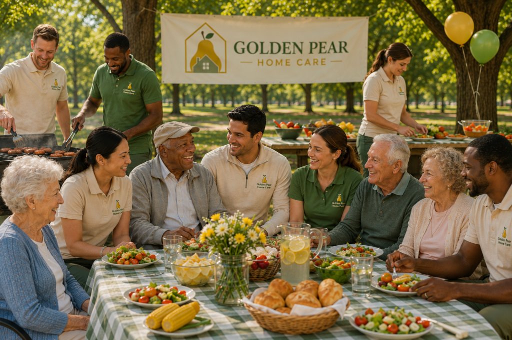 Outdoor picnic with clients and staff
