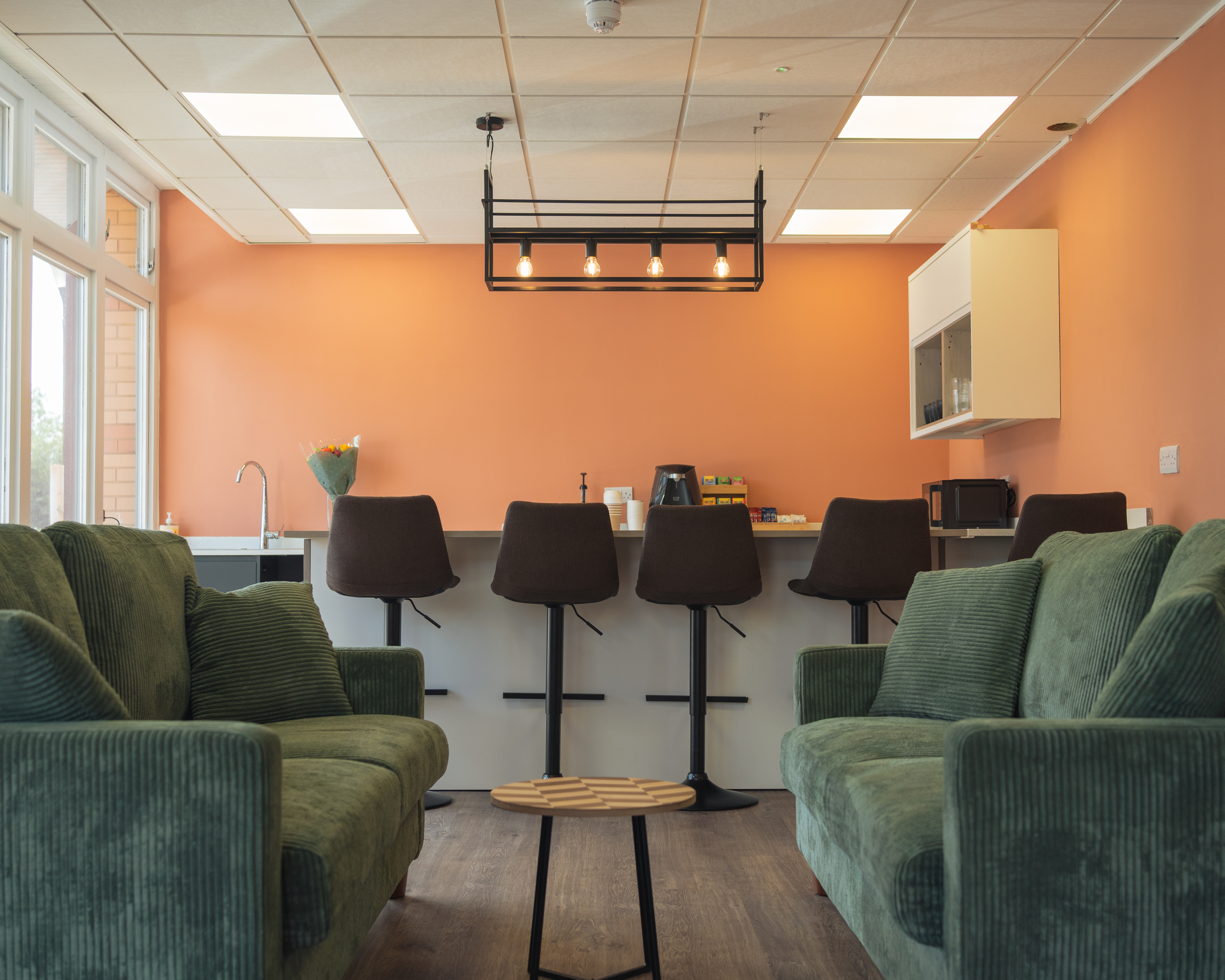 The lounge and kitchenette at OpenSpace