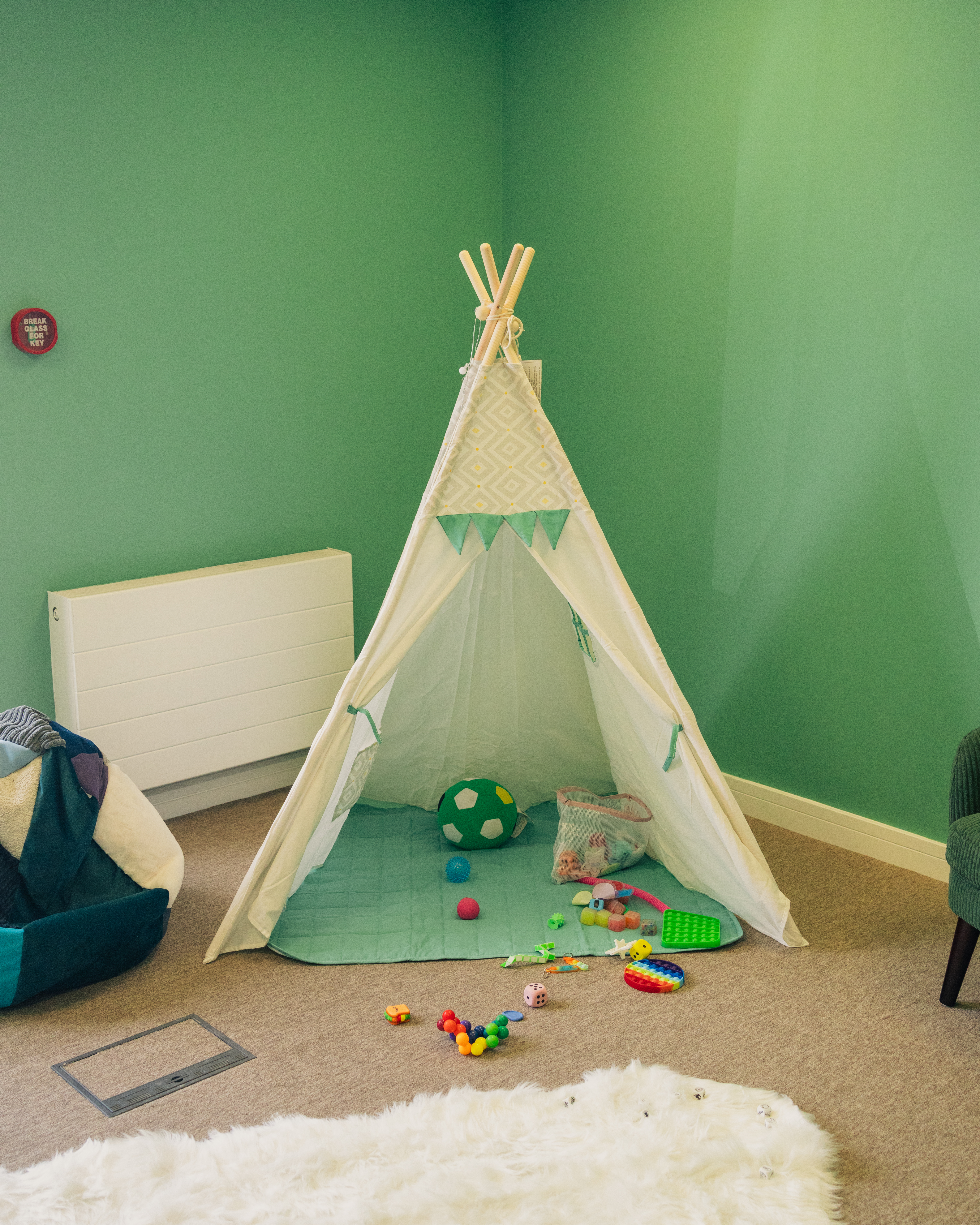 The play area with a reading teepee at OpenSpace