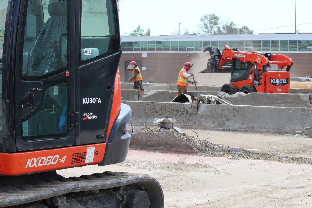 Kubota mini excavator on renovation site