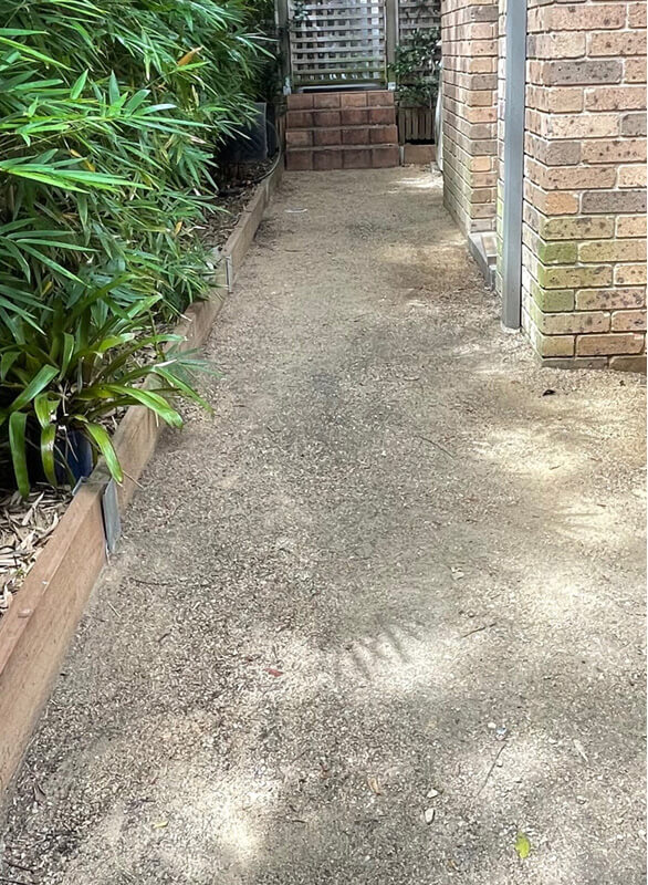Walkway area before artificial turf installation