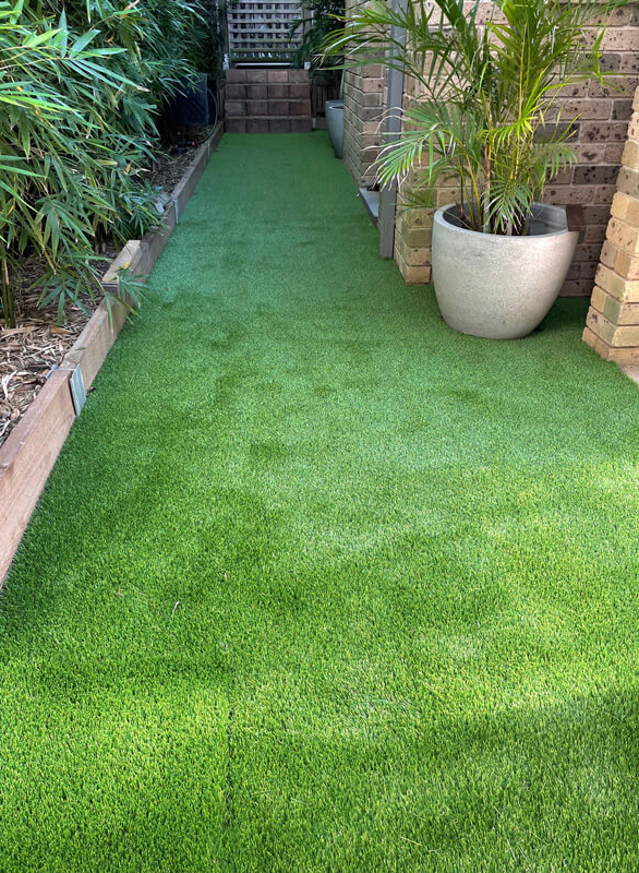 Walkway area after artificial turf installation