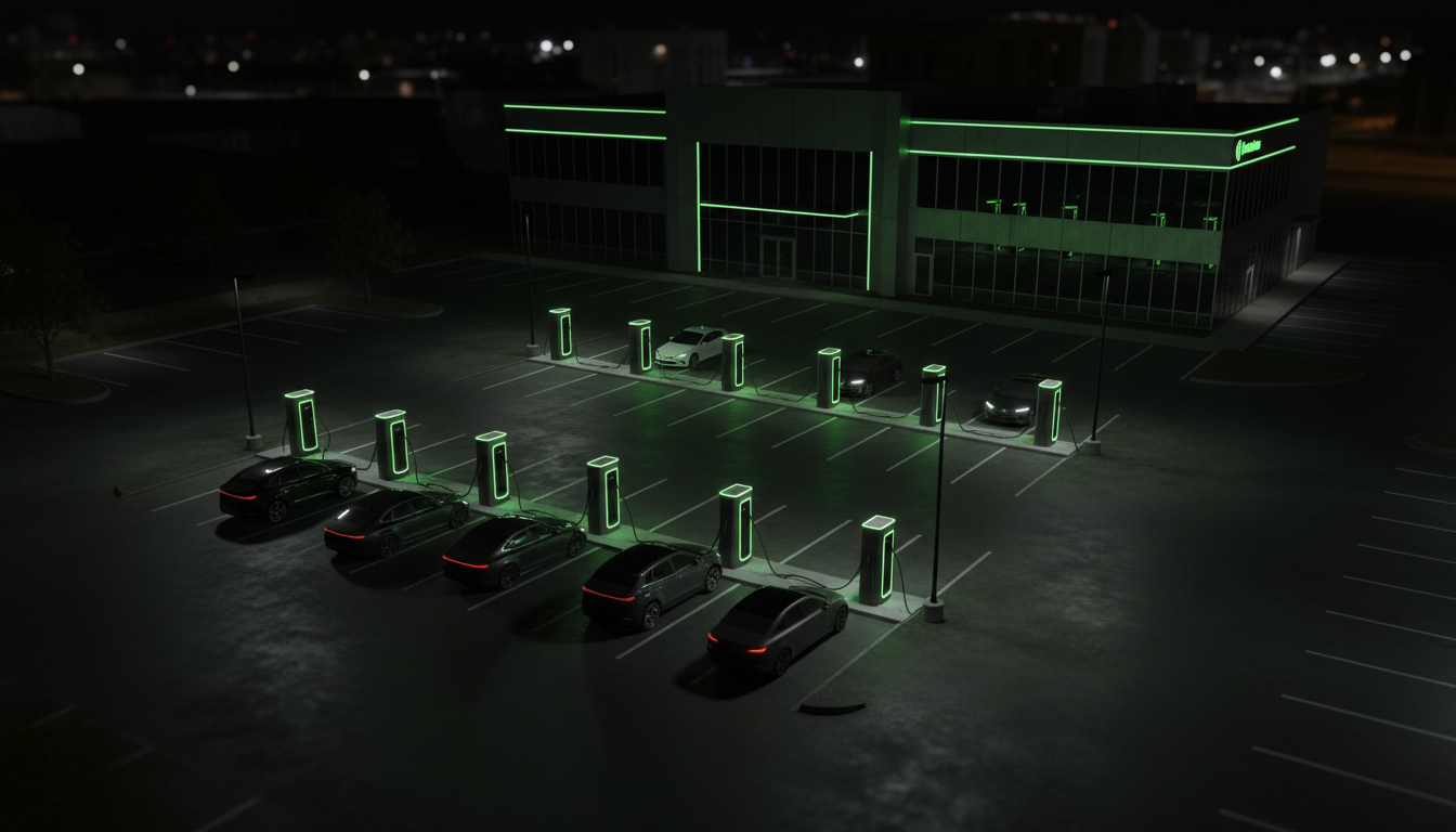Illustration of EV charging at a commercial property