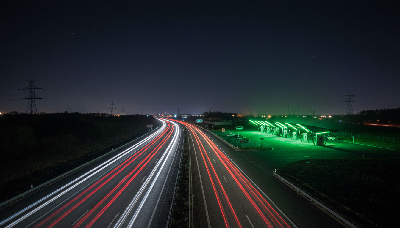 Concept illustration of a highway charging destination