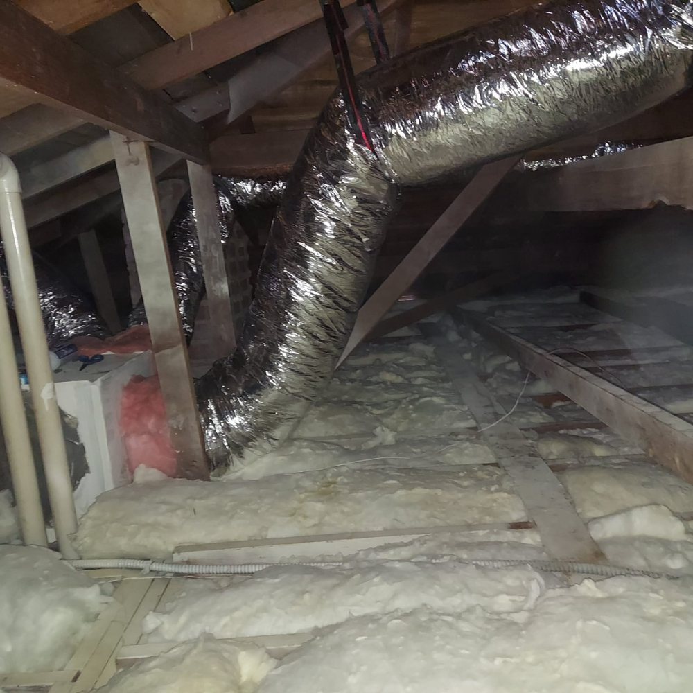 Interior of dirty chimney flue from above