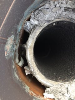 Chimney crown and flue tile inspection