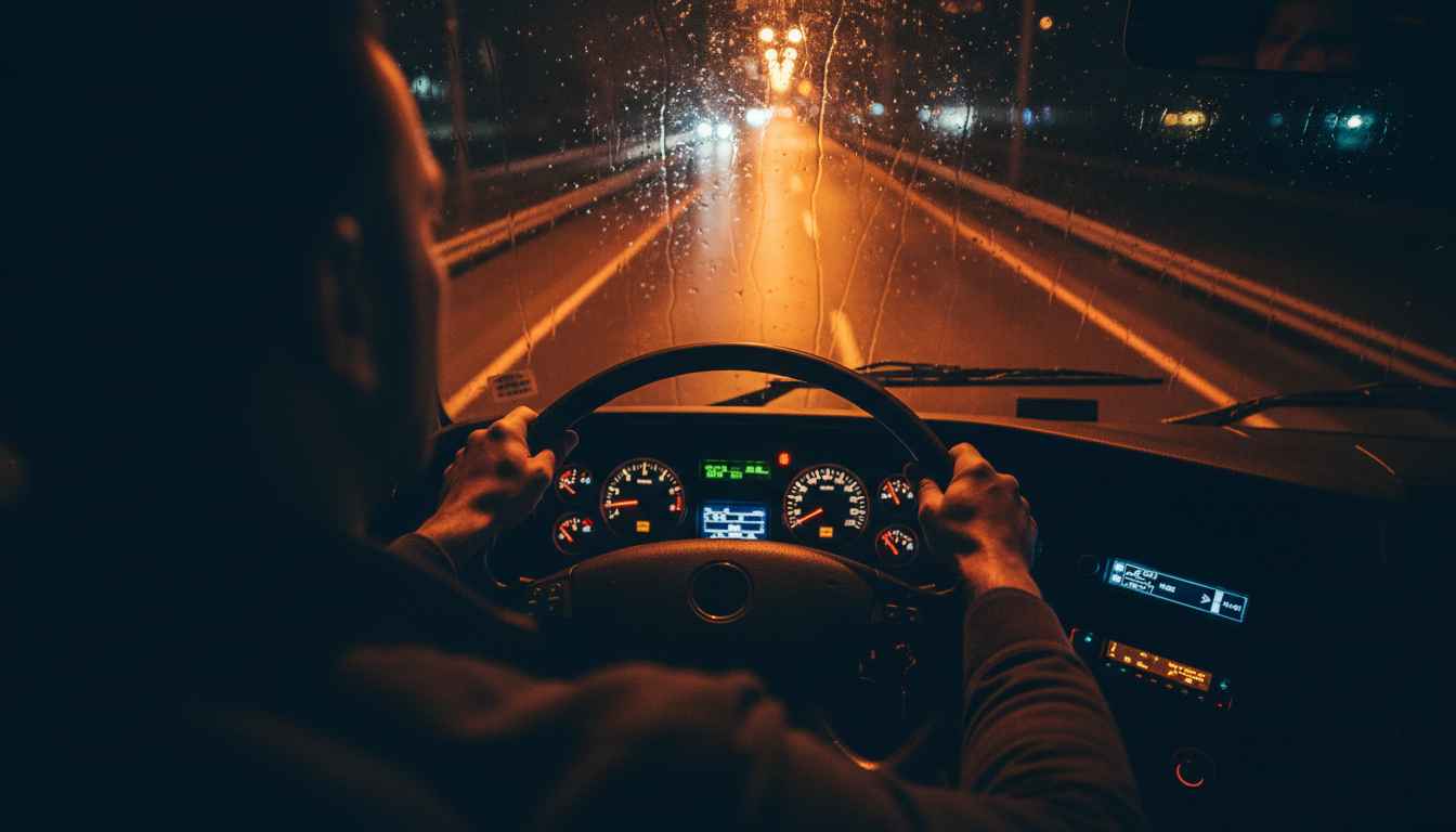 Truck driver at the wheel
