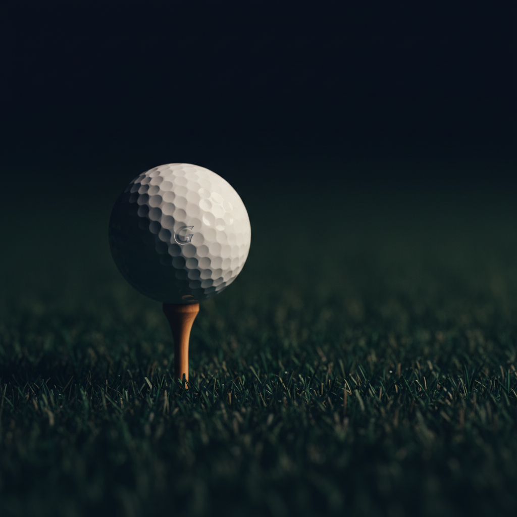 Balle de golf sur tee, ambiance premium et élégante — Le Pelican Club