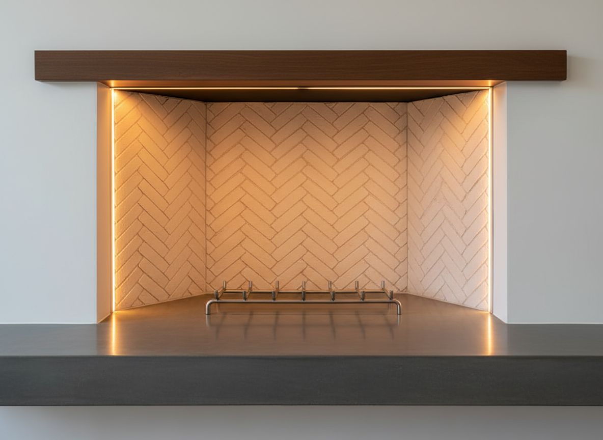 Clean modern fireplace interior after professional maintenance
