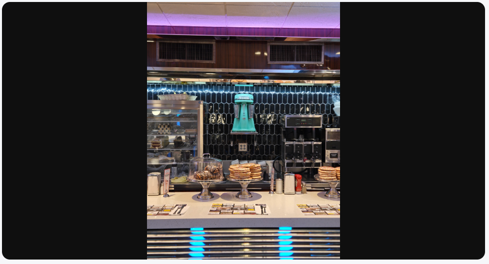 Counter with vintage milkshake mixer