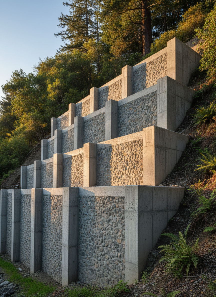 Concrete retaining wall construction in Marin County, CA by Advance Concrete