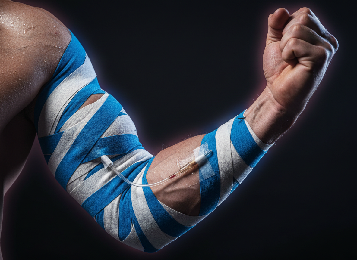 Close-up of athlete recovery with IV therapy