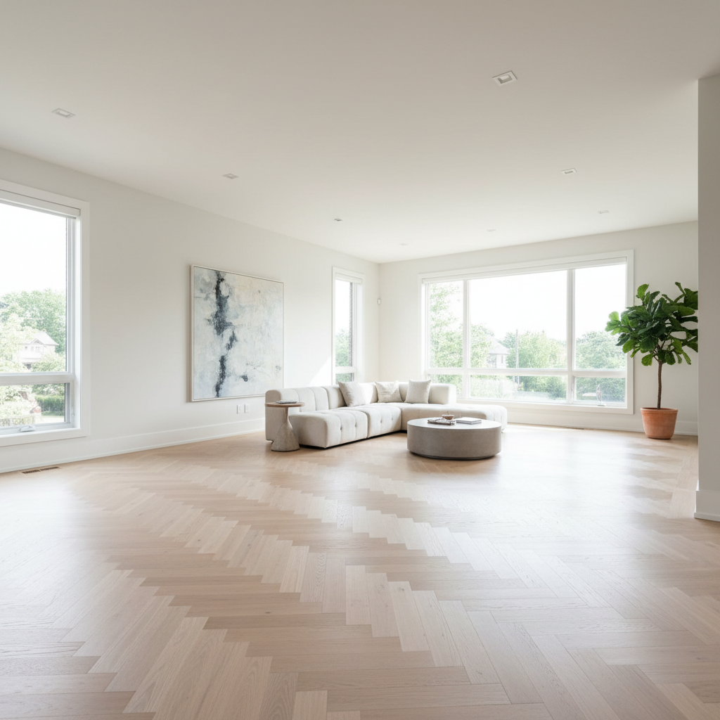 Herringbone white oak flooring