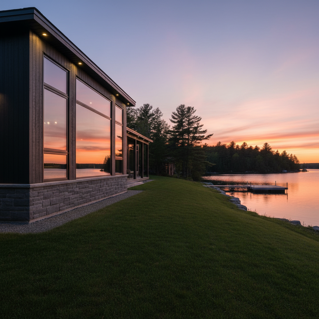 Exterior cladding — natural stone and wood