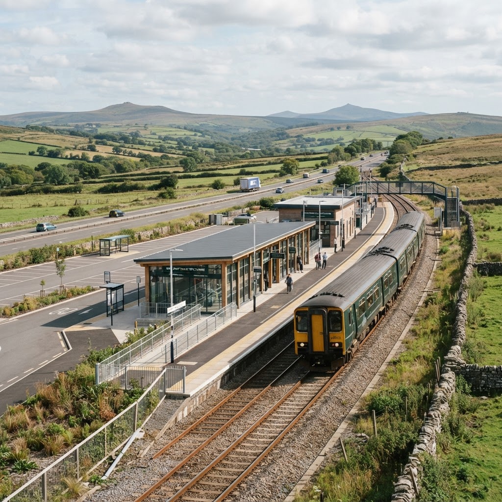 Okehampton Interchange station on the Dartmoor Line in Devon