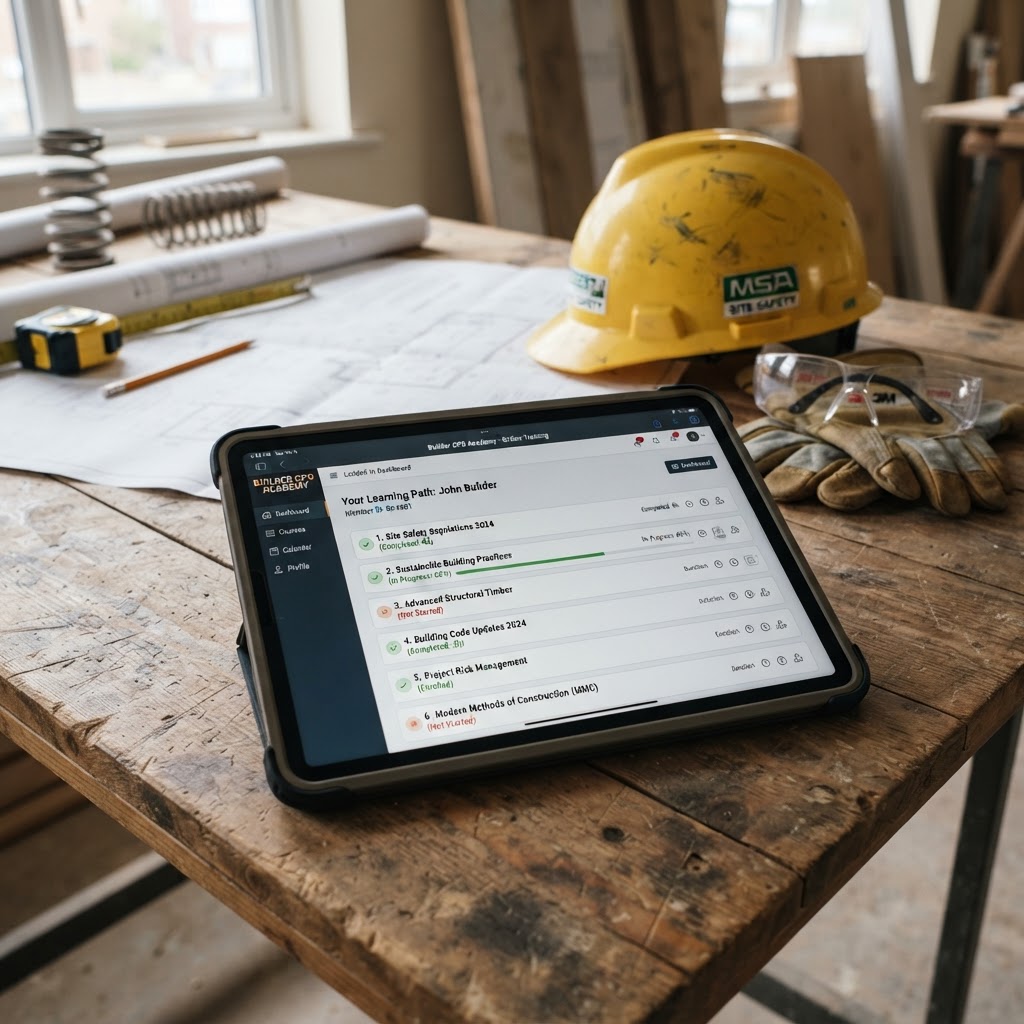 Builders CPD Online education platform on tablet