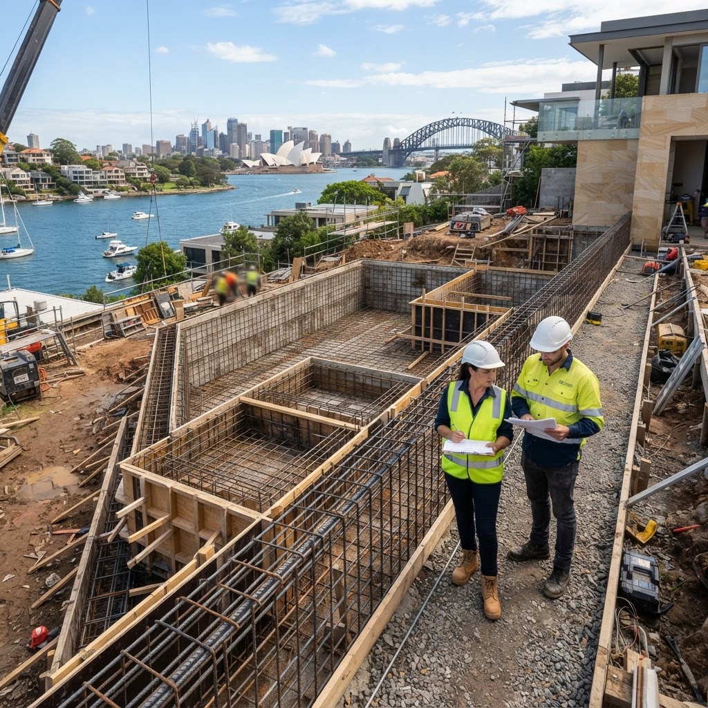 Swimming pool and spa construction site