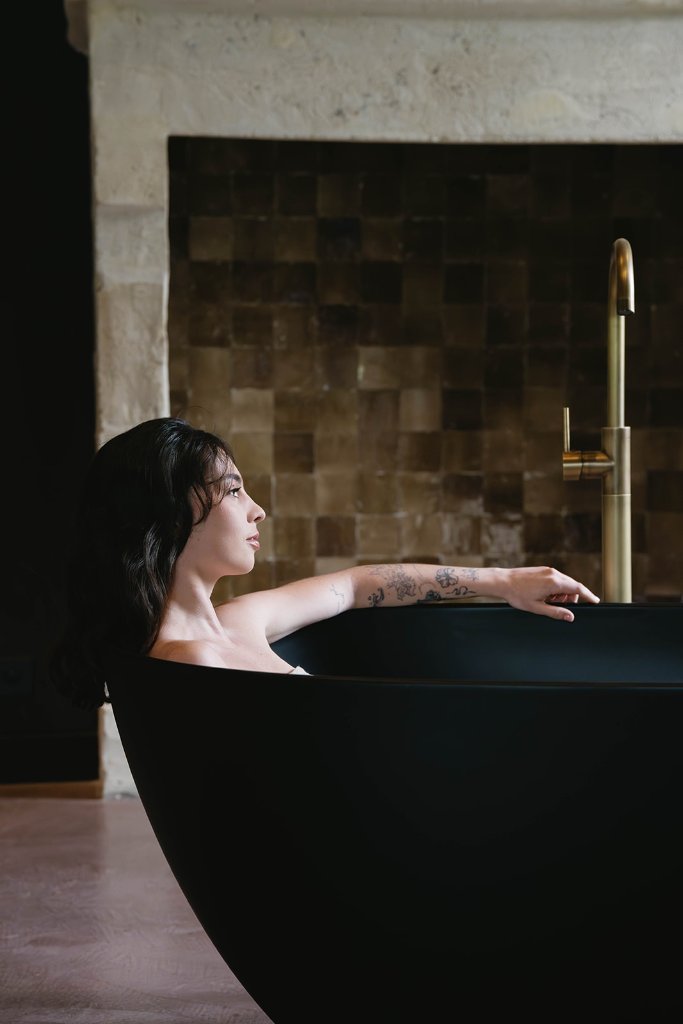 Bain baignoire noire