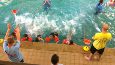 School swimming lesson in progress at Brighton Swimming Centre