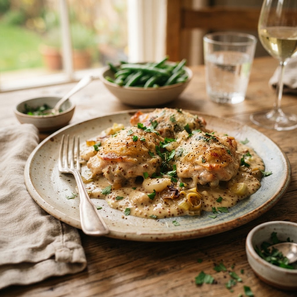 Cheap Dinner Idea: Creamy Garlic and Mustard Chicken Bake