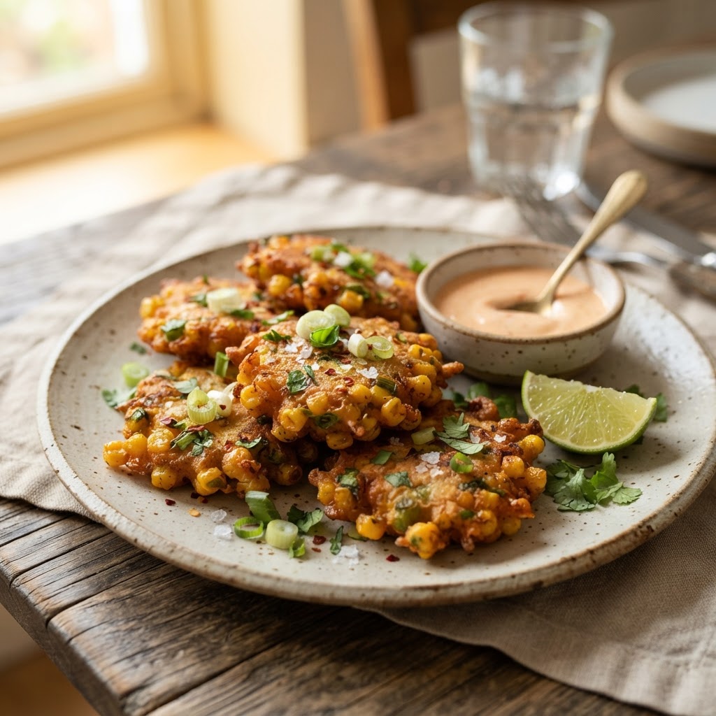 Cheap Dinner Idea: Crispy Corn and Spring Onion Fritters