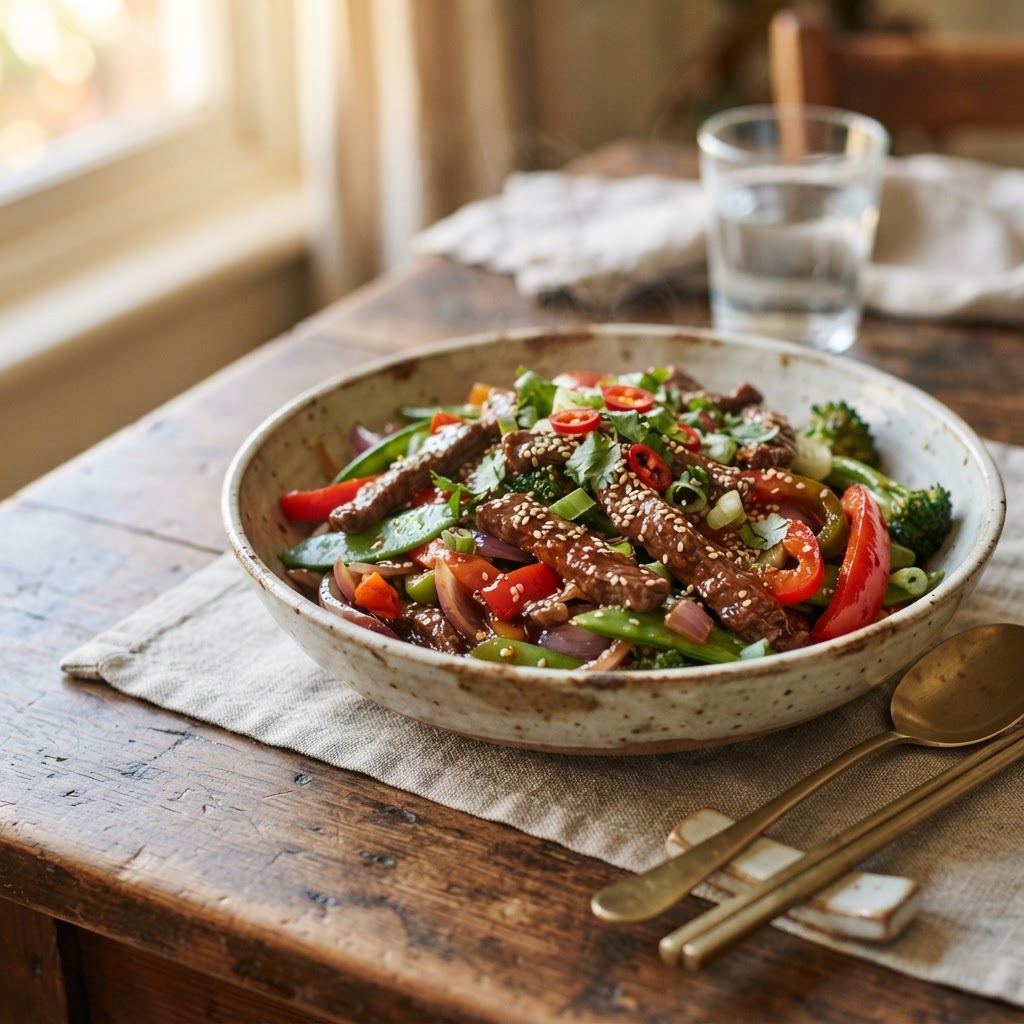 Budget Sweet Chilli Beef and Capsicum Stir Fry Recipe