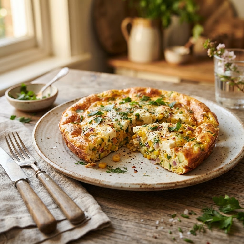 Budget Sweet Corn and Zucchini Herb Frittata Recipe