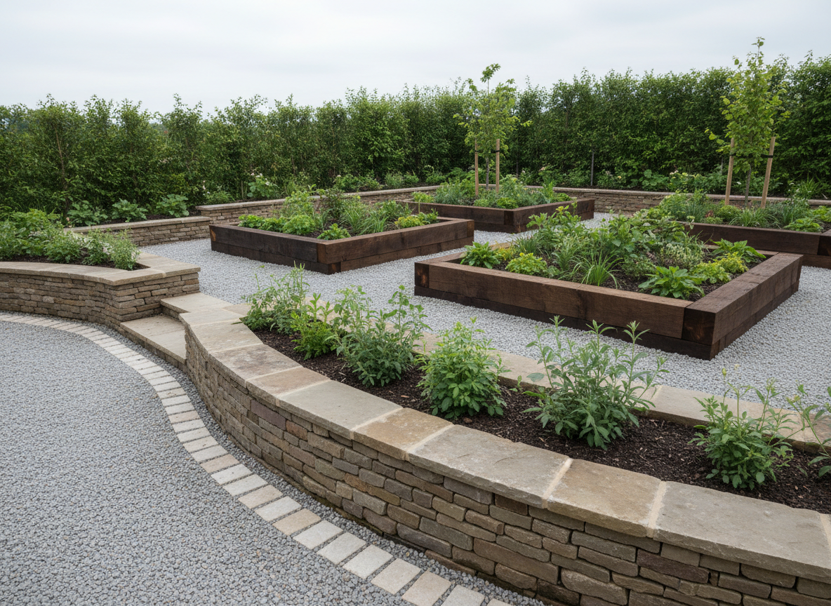 Retaining Wall & Raised Beds — Lavenham