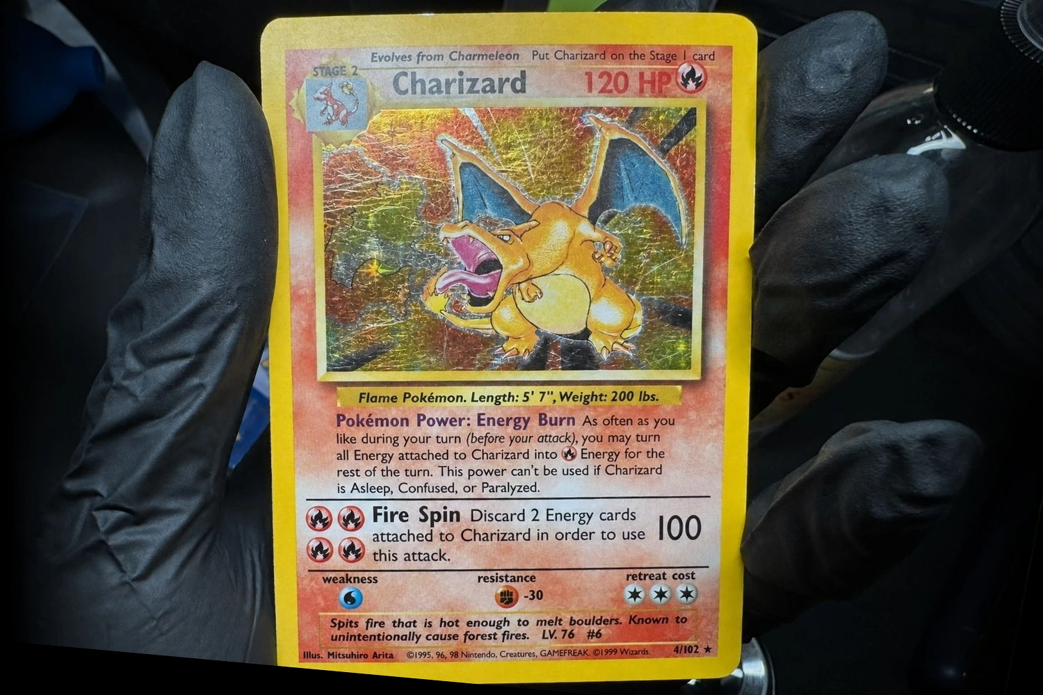 Holo Scratch Treatment example card before treatment