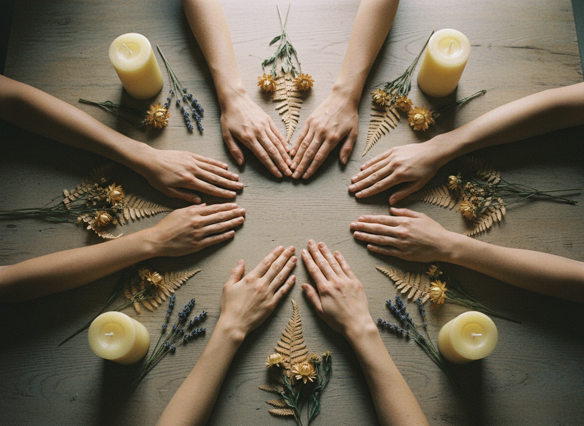 Group gathering for a wellness session in a calm studio space