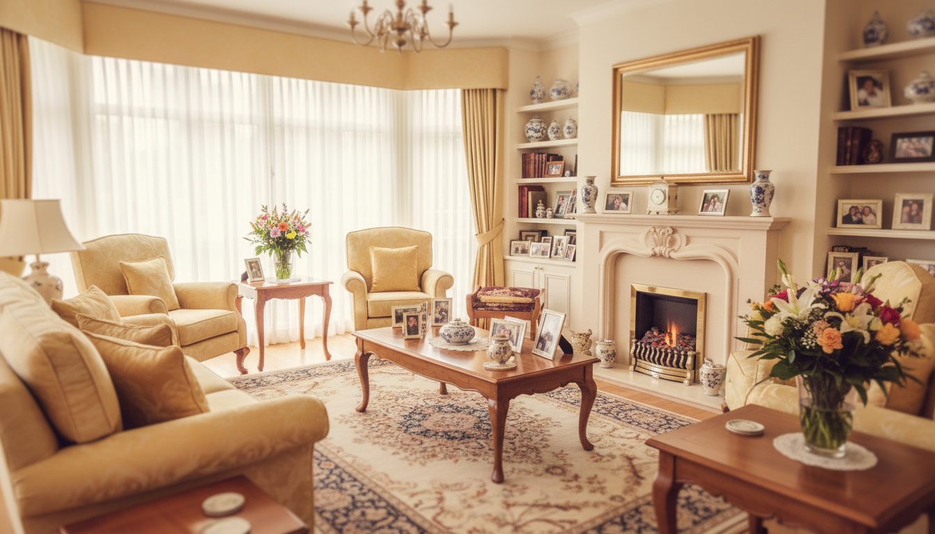 Warm, homely living room at Osborne House Frail Care