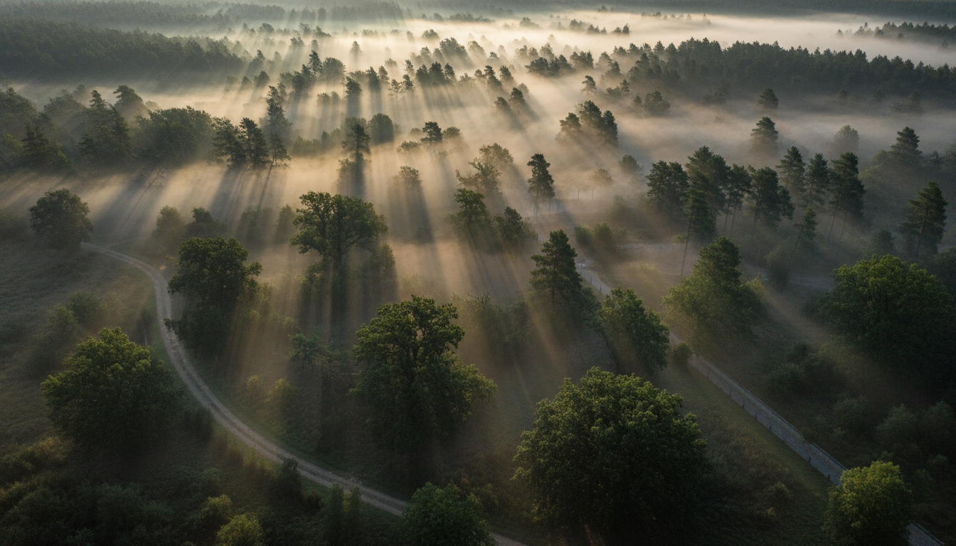 Bohemian forest estate at dawn