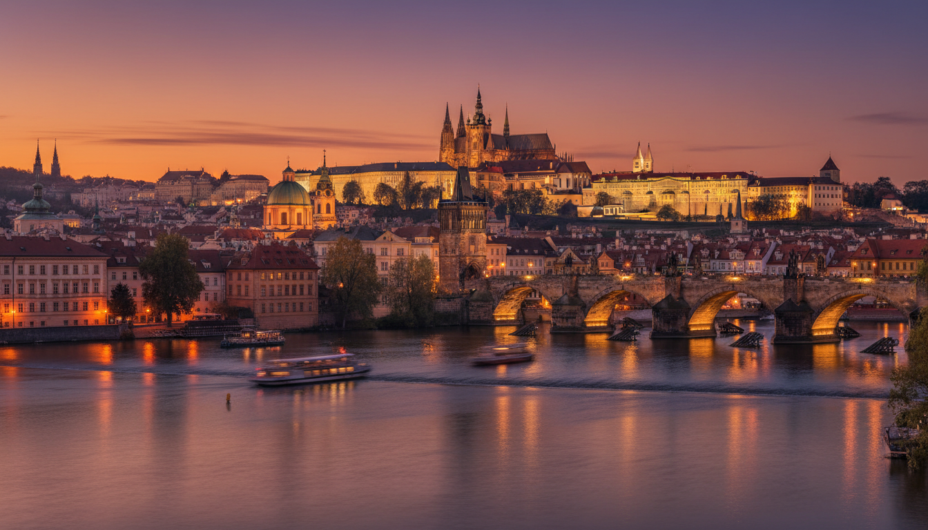 Prague old town at golden hour