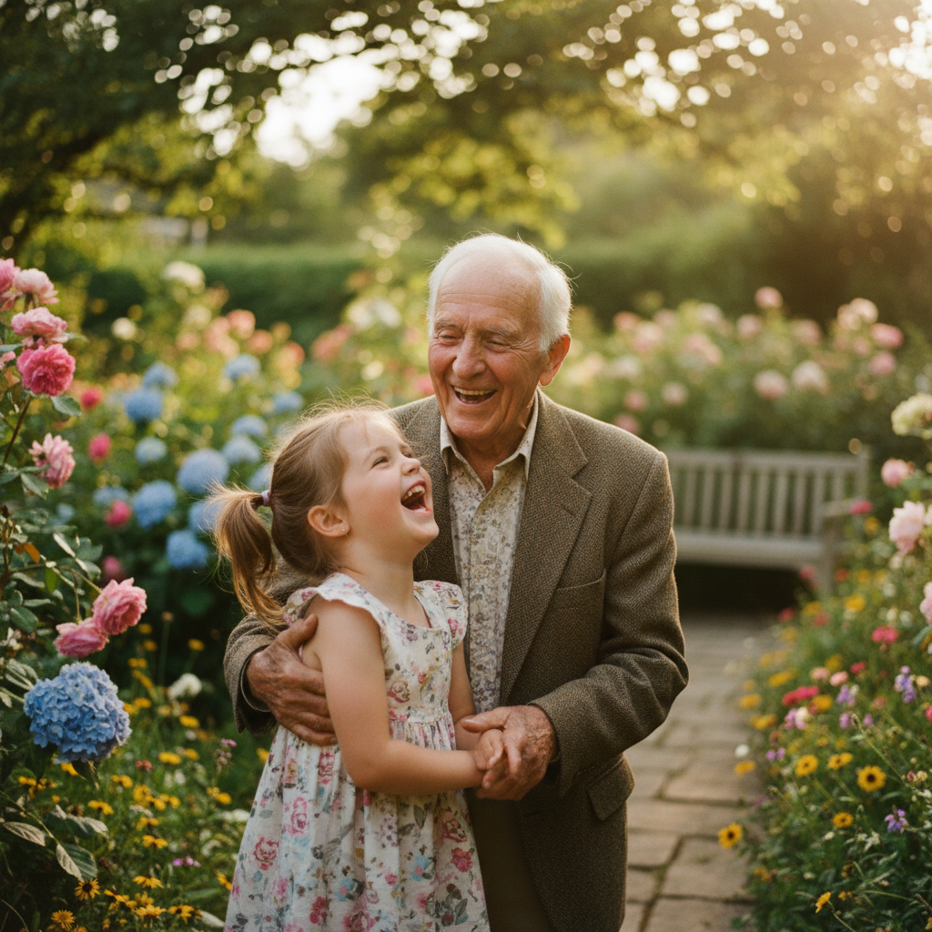 Generated image of a grandfather with a child