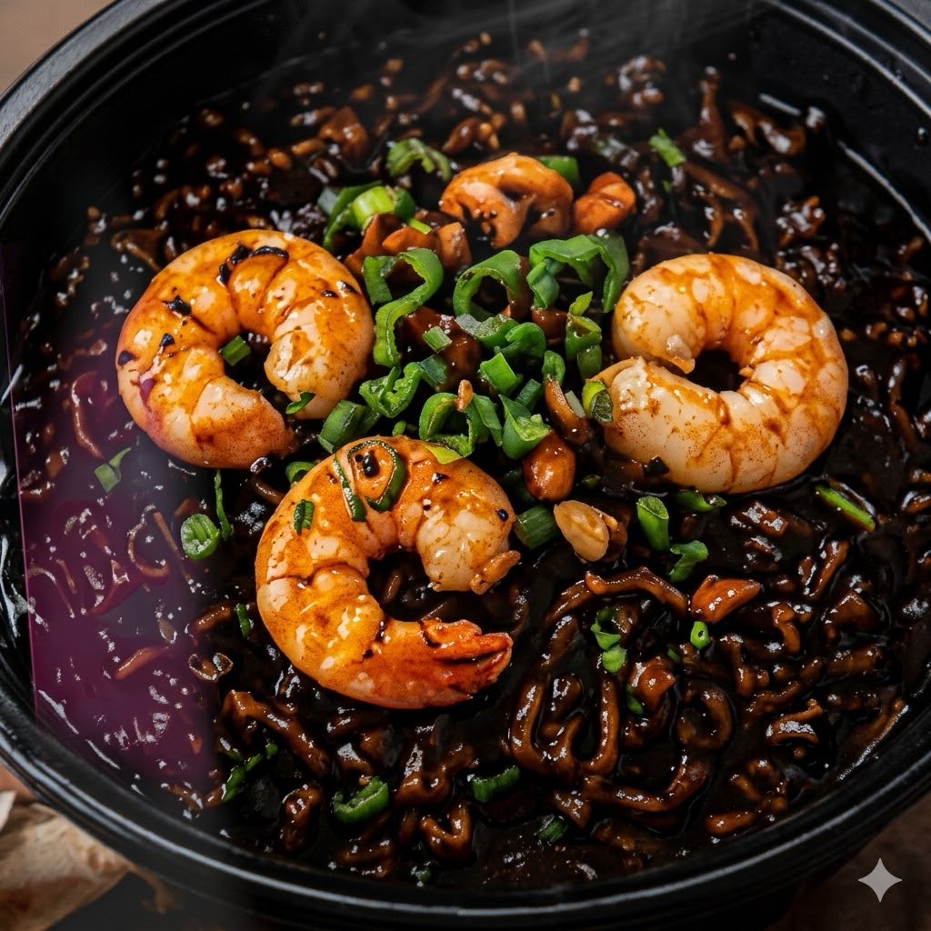 Jjajang Shrimp Ramen — real