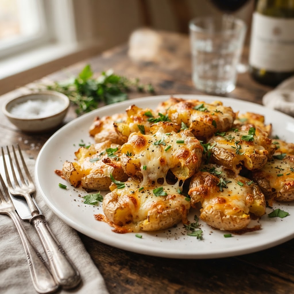 Cheesy Smashed Potatoes 