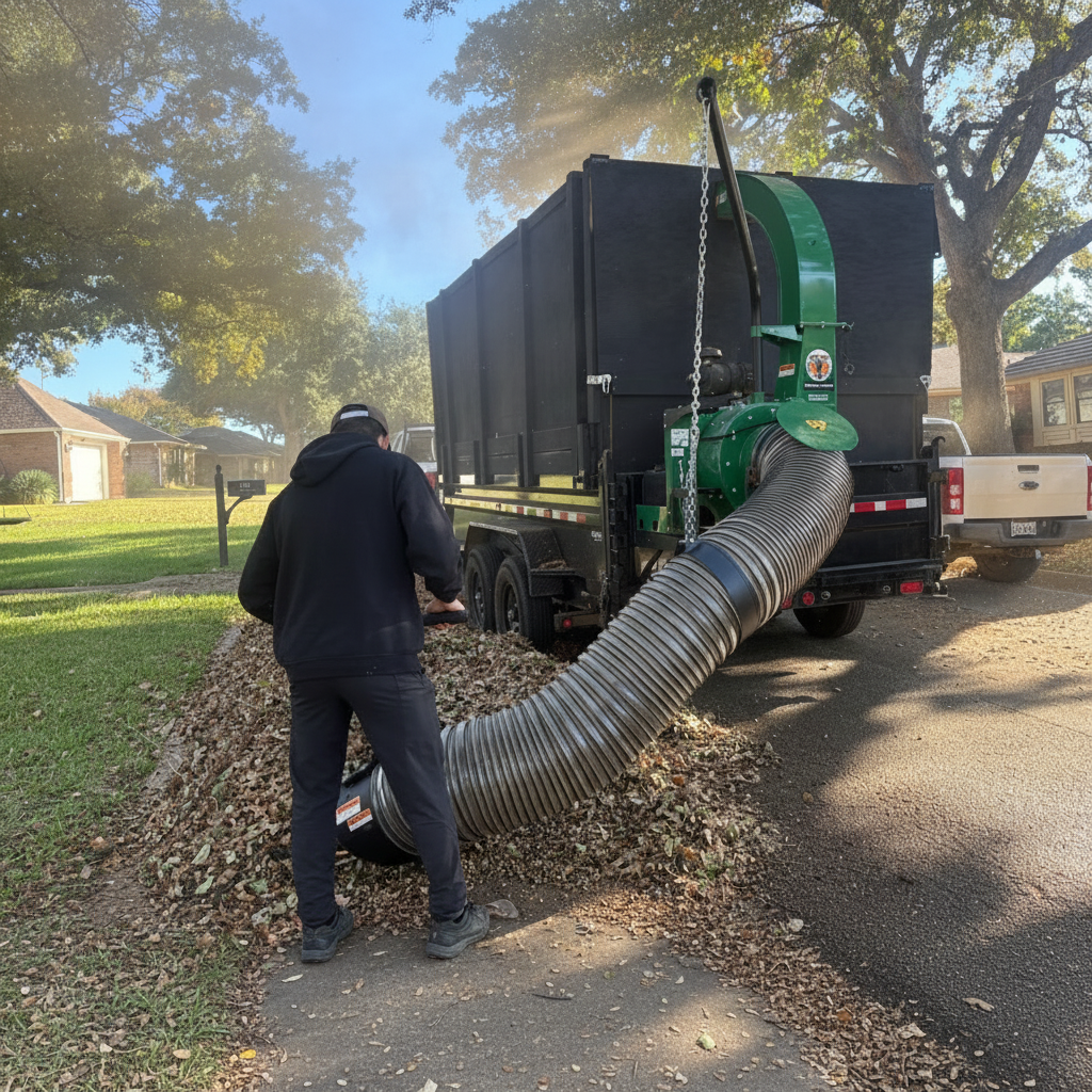 leaf vacuum truck bagless leaf removal dfw arlington texas