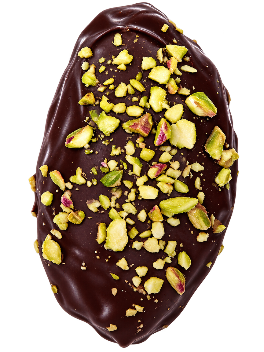 Dátil Puro Datte bañado en chocolate con pistachos