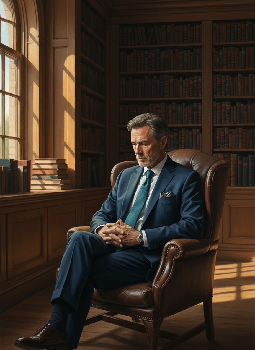 Distinguished financial advisor in an elegant private library