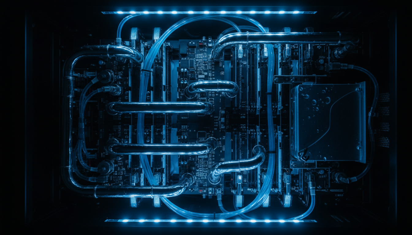 Server infrastructure with blue LED lighting