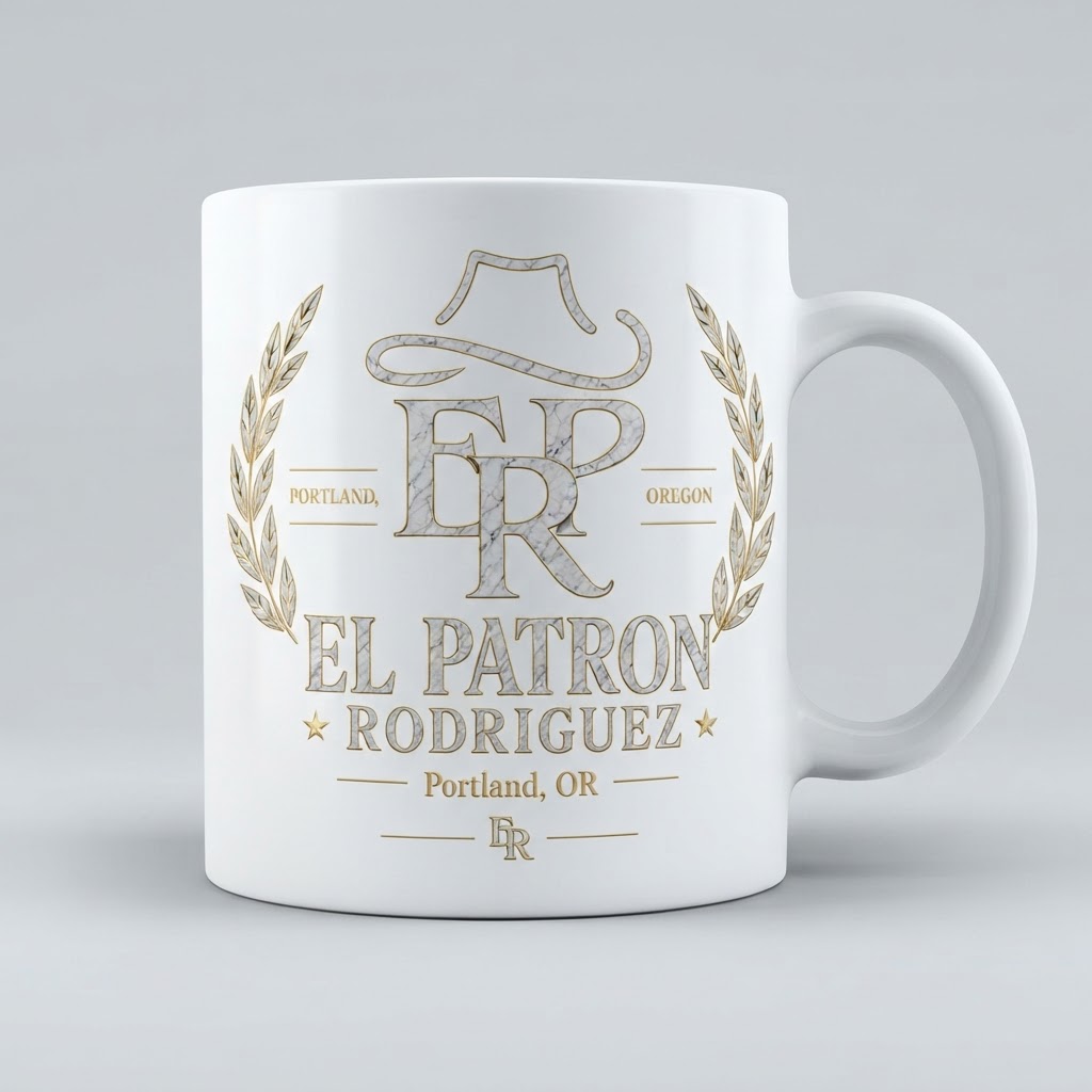 Erik 'El Patrón' Rodriguez — Marble & Gold Emblem Mug